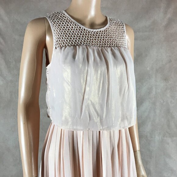 MAISON JULES Crochet-Yoke Pink Shimmer Dress NWT SMALL - Picture 4 of 9